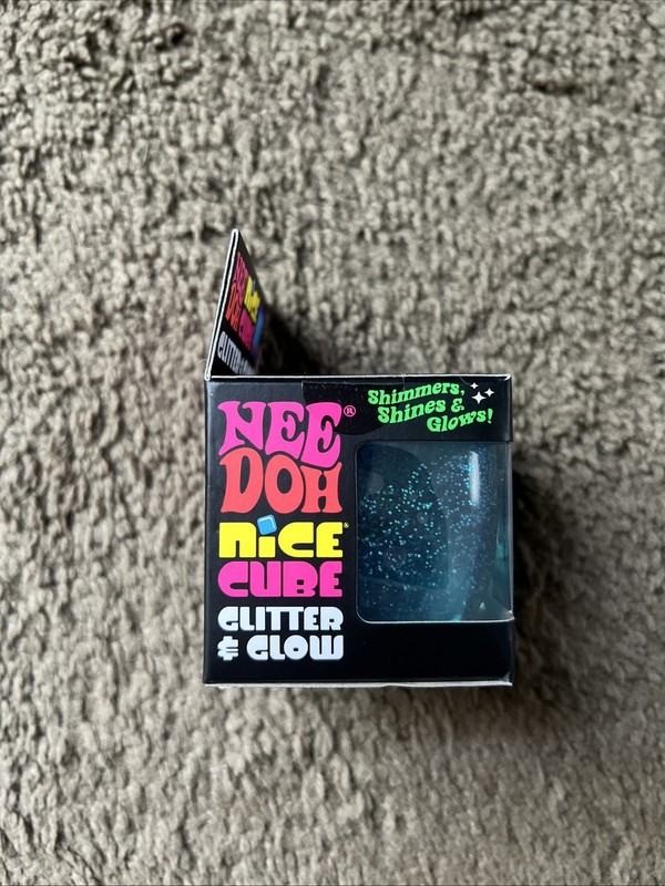 NeeDoh Nice Cube Glitter & Glow Super Solid Squish - Blue 🧊 Schylling New! gallery