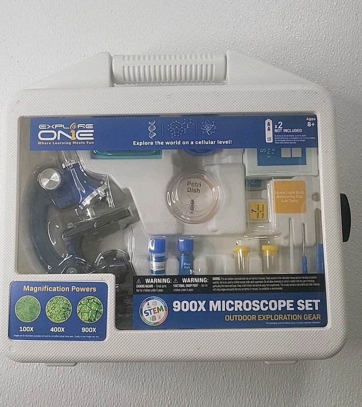 28 Pc Microscope Set 900x With Carry Case Explore The World Observation L27