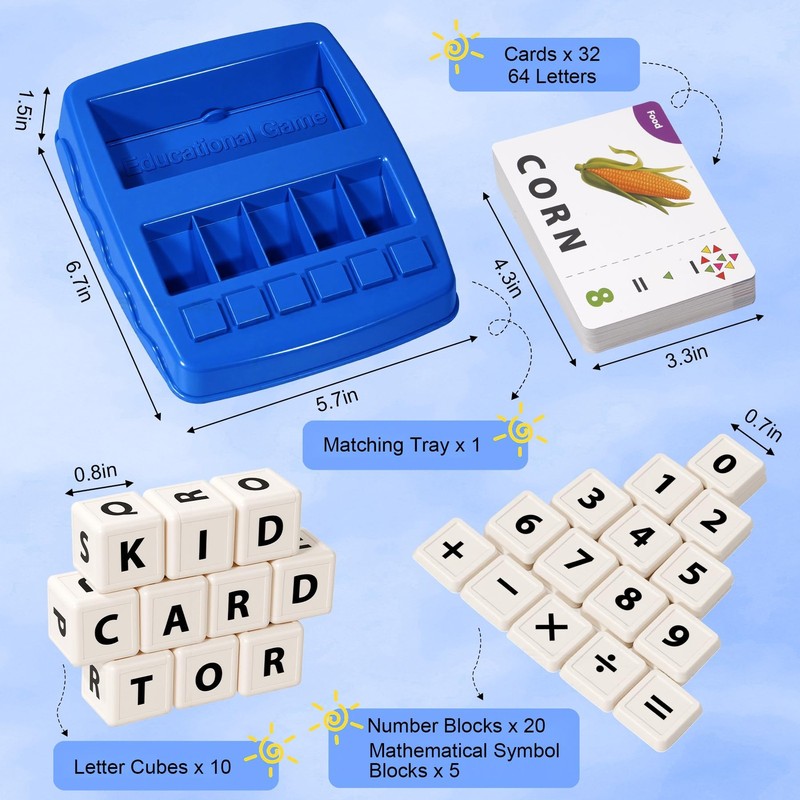 ACGROW 2 in 1 Kids Educational Toys, Spelling & Math Learning Game Dark Blue gallery