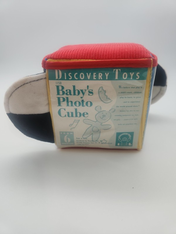 Vintage Discovery Toys Baby Photo Cube Washable Crinkle Soft Infant Bright #1150 gallery