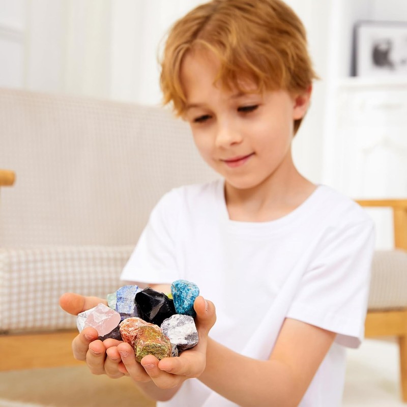 30PC Kids Rock and Mineral Kit Gemstones Crystals STEM Science Education Set gallery