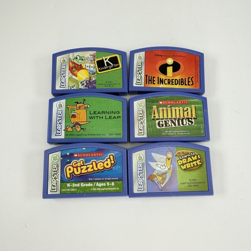 Leap Frog Leapster Games Lot Of 6 The Incredibles Animal Genuis Draw Write