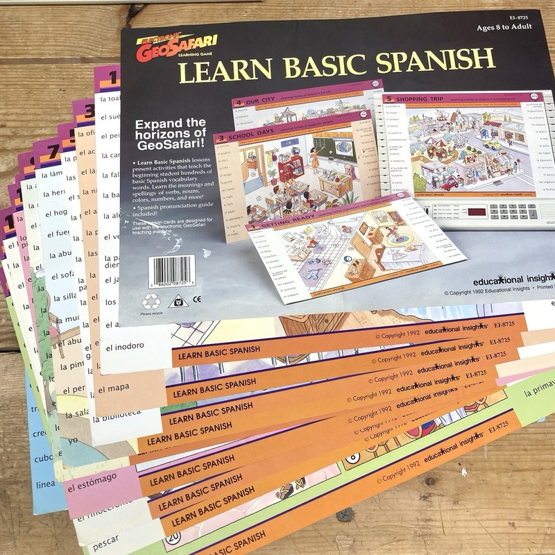 GeoSafari Electronic Learning Game EI-8800 ~ WORKS ~ 2 Card Sets ~ Basic Spanish gallery