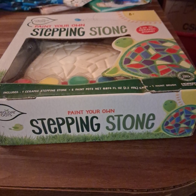 Ready-to-Paint Turtle Stepping Stone for Kids - Complete Art Kit with 6 Paints gallery