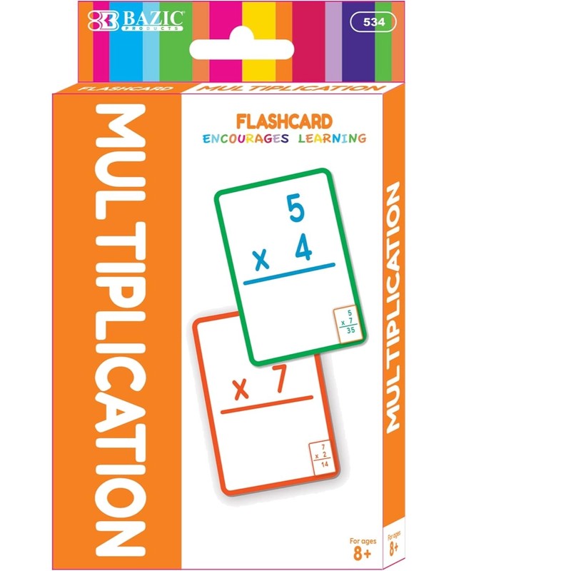 Durable 36-Count Multiplication Flash Cards by BAZIC – Enhance Math Skills