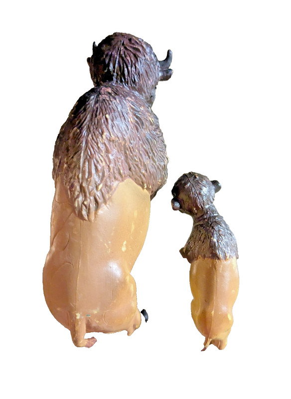 2 Hard Rubber AAA "BUFFALO" Figures ~ LARGE 5"/BABY 3" ~ WILDLIFE PLAY/DIORAMA gallery