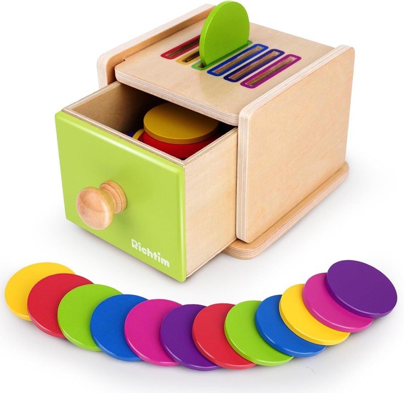 Montessori Toys for 1-3 Year Old: Color Sorting Wooden Drawer Box Toy for Toddle