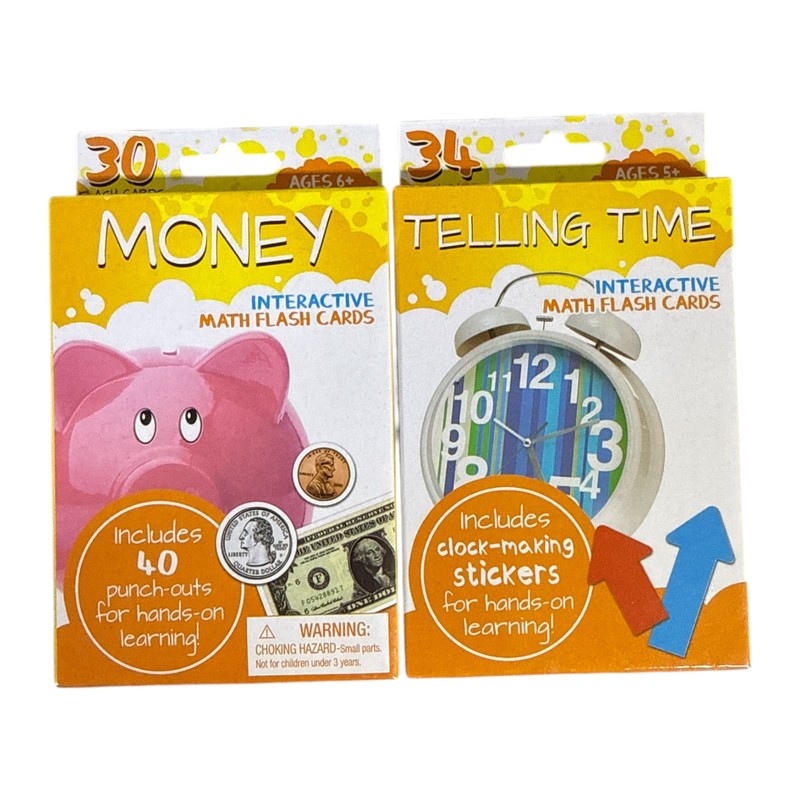 Money & Telling Time Interactive Flash Cards Set – 2 Pack Learning