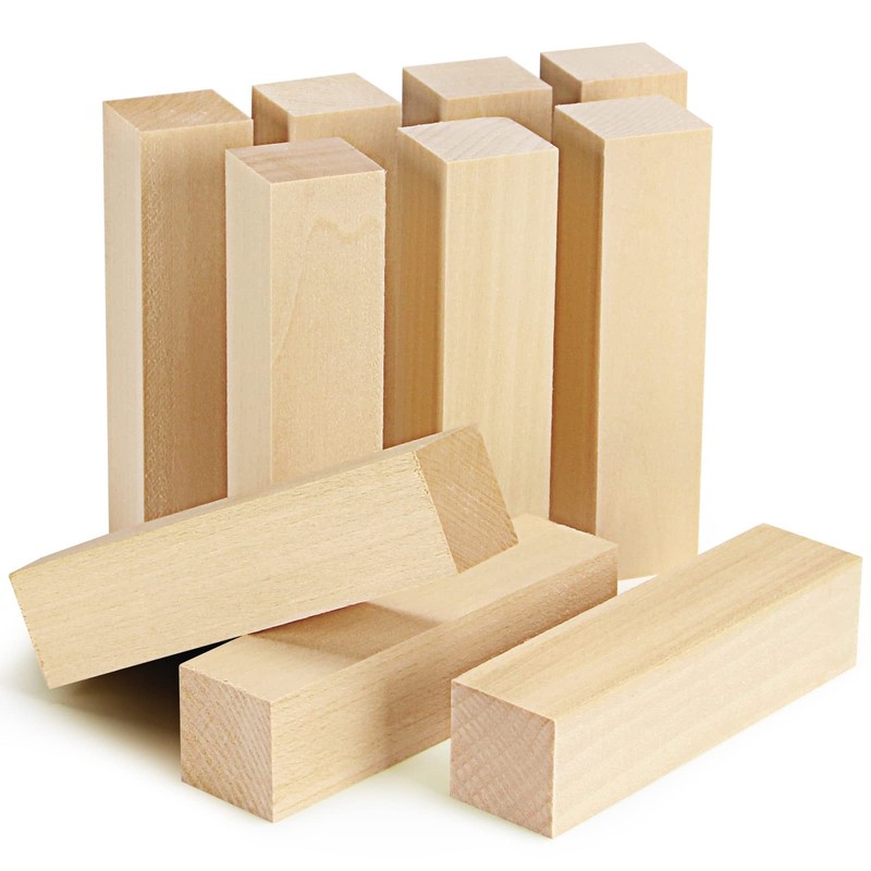 10 Pack Basswood Carving Blocks, 4 X 1 X 1 Inches Soft Solid Wooden Blocks, U…