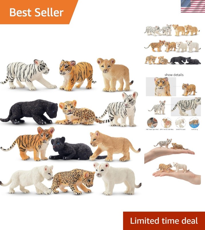 12 Safari Animal Figurines, High Emulational Baby Plastic Zoo Animals, Lions …