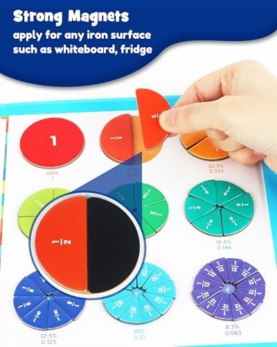 Magnetic Fraction Educational Puzzle Set - Math Manipulatives for Kids, Montesso gallery