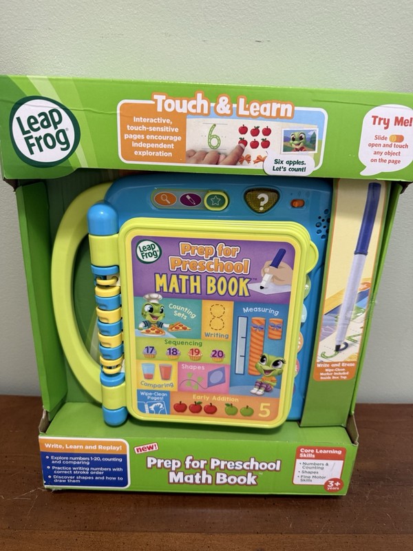 Leap Frog Prep For Preschool Math Book NEW Ages 3+ Counting Numbers Shapes