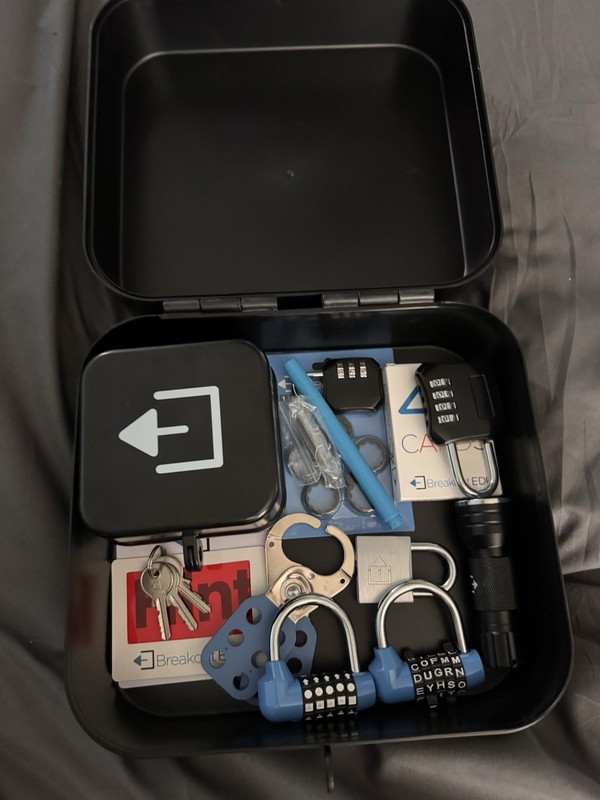 Breakout EDU Escape Room Game Kit Lot w/ Lock Box, Hint Cards, Ages 8-11