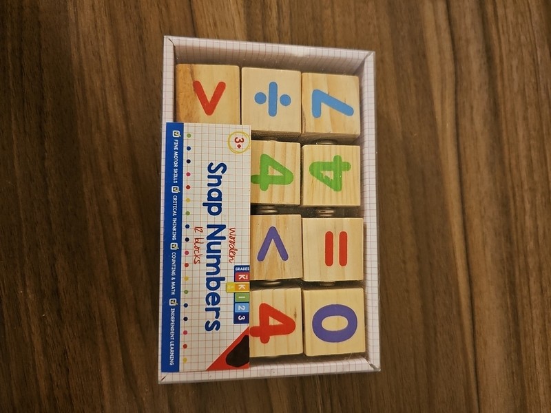 Wooden Snap Numbers 12 Blocks For Kids