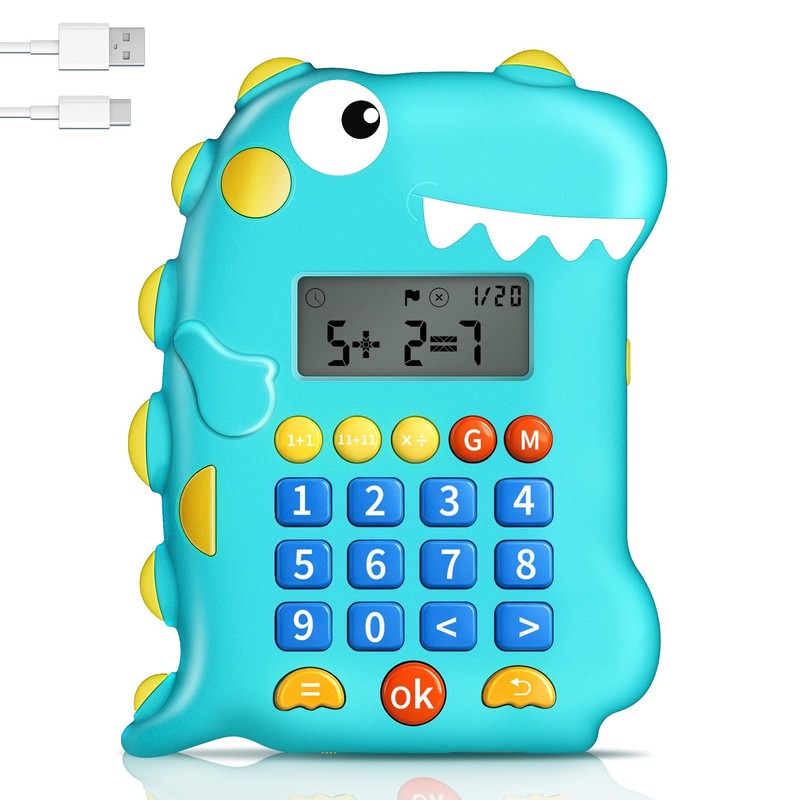 Math Games for Kids Ages 5-12, Portable Calculator Toy, Blue, Blue