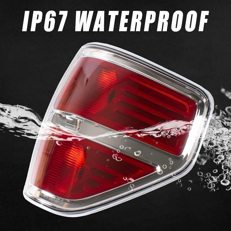 09-14 Ford F150 Left Driver Side Tail Light Chrome Trim Red Brake Signal Housing gallery