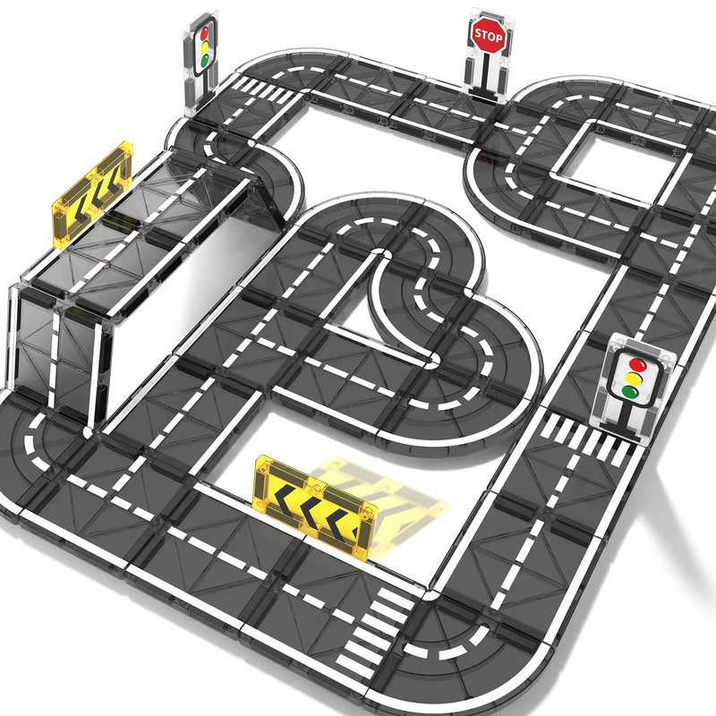 Magnetic Tiles Road Set, Magnet for Kids Ages 3-5 4-8 5-7, 1 inch, Gray
