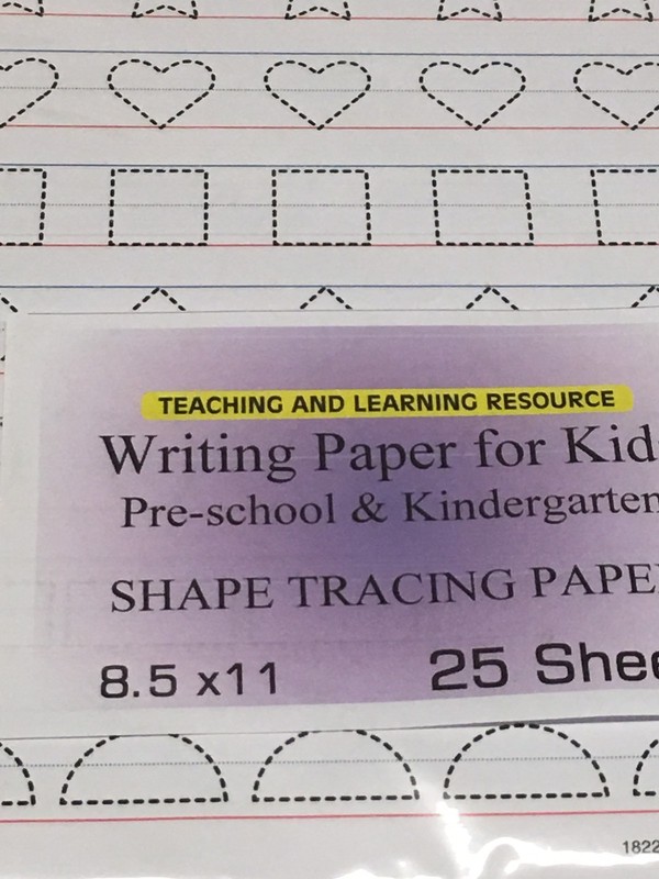 Writing Paper for Kids – SHAPE TRACING PAPER – 11X 8.5 in, 20 lb, 25 sheets