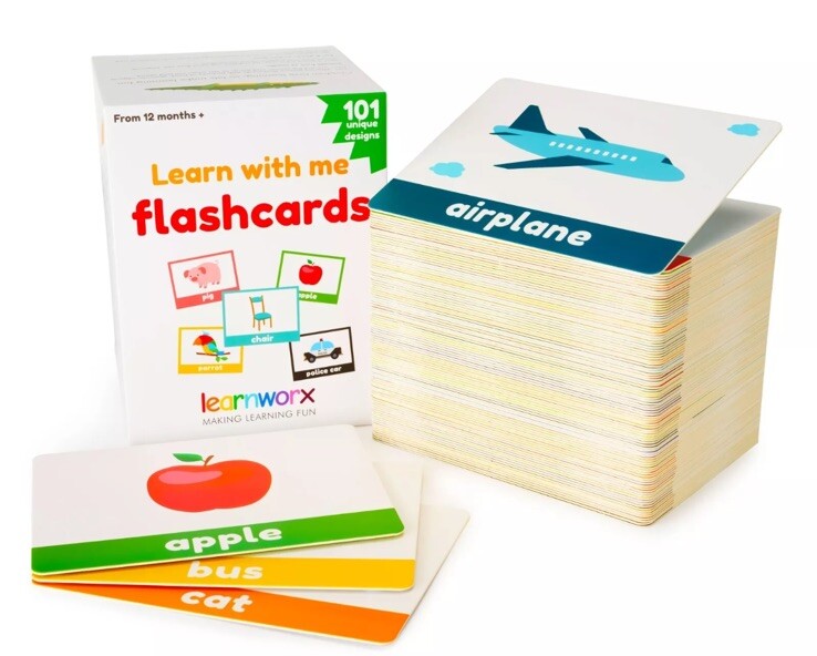 LearnWorx 101 Baby Flash Cards 202 Sides Learn Objects Play Games Flashcards NEW