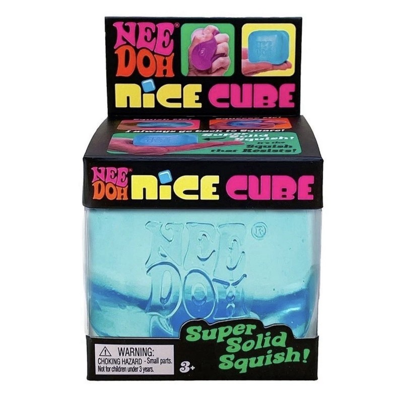 NeeDoh Nice Cube Stress Toy Fidget Squeeze Super Solid Squish | Blue