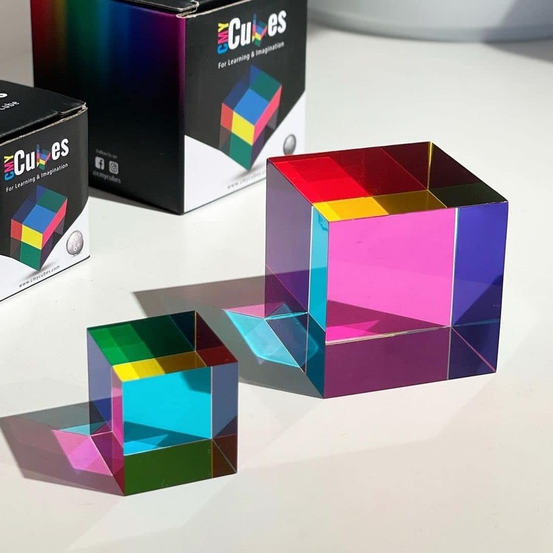 CMY Cubes Mini (30mm) - Cyan, Magenta & Yellow Cube - Optical Color Cube - Te...