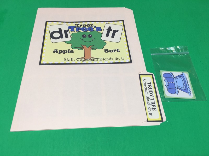 Trudy Tree’s Apple Sort – Phonics Dr/Tr – DIY File Folder game – Printed / Uncut