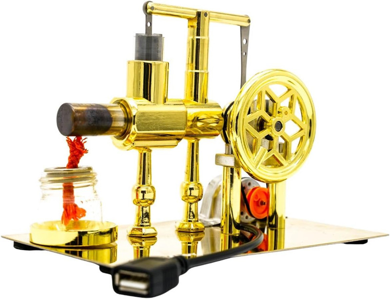 Stirling Engine Model, LED Power Demonstration Desktop Mechanical Display for Ph