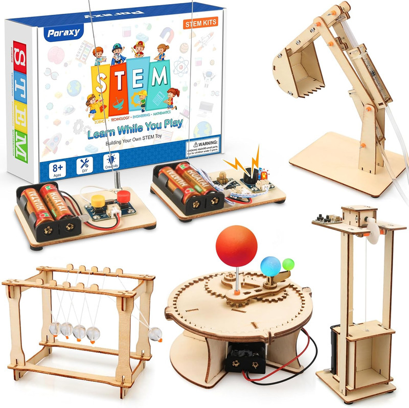 5 Set STEM Science Kits for Kids Age 8-12, Wooden Building STEM Projects 8-10, 3