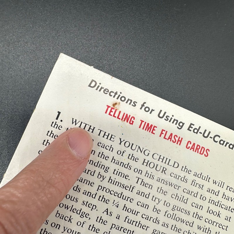 Vintage Telling Time Flash Cards Educational 1963 Home School Teaching USA gallery