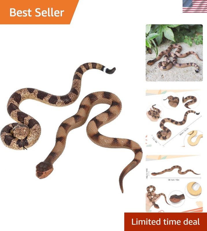 2Pcs Realistic Fake Snakes Toy Lifelike Rubber Rattlesnake Snake -to Keep Bir…