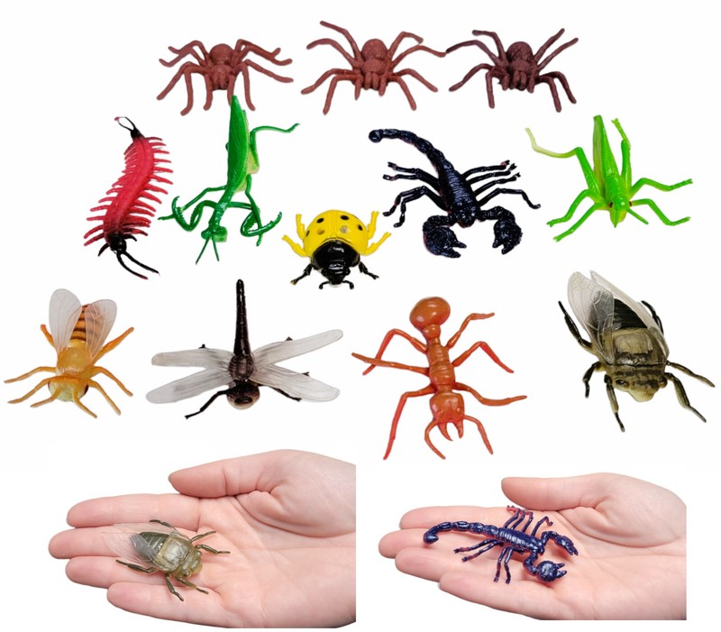 Large 2″-3″ Insect Set (12 Pack) Plastic. 12 Realistic Looking Mini. Lady Bug