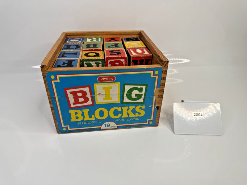 Schylling BIG Blocks Wooden Alphabet Blocks 45 Blocks w/ Wood Box SEE DESCR