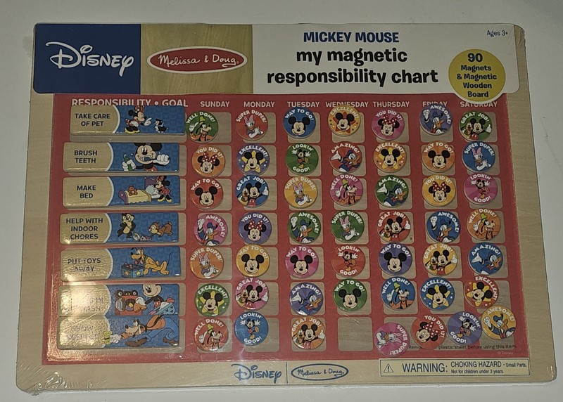 NEW Disney Mickey Mouse Magnetic Responsibility Chart Melissa & Doug 90 Magnets
