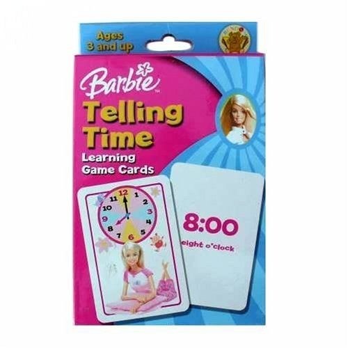 Mattel Barbie Telling Time Learning Game Cards Digital Analog Clocks Educational