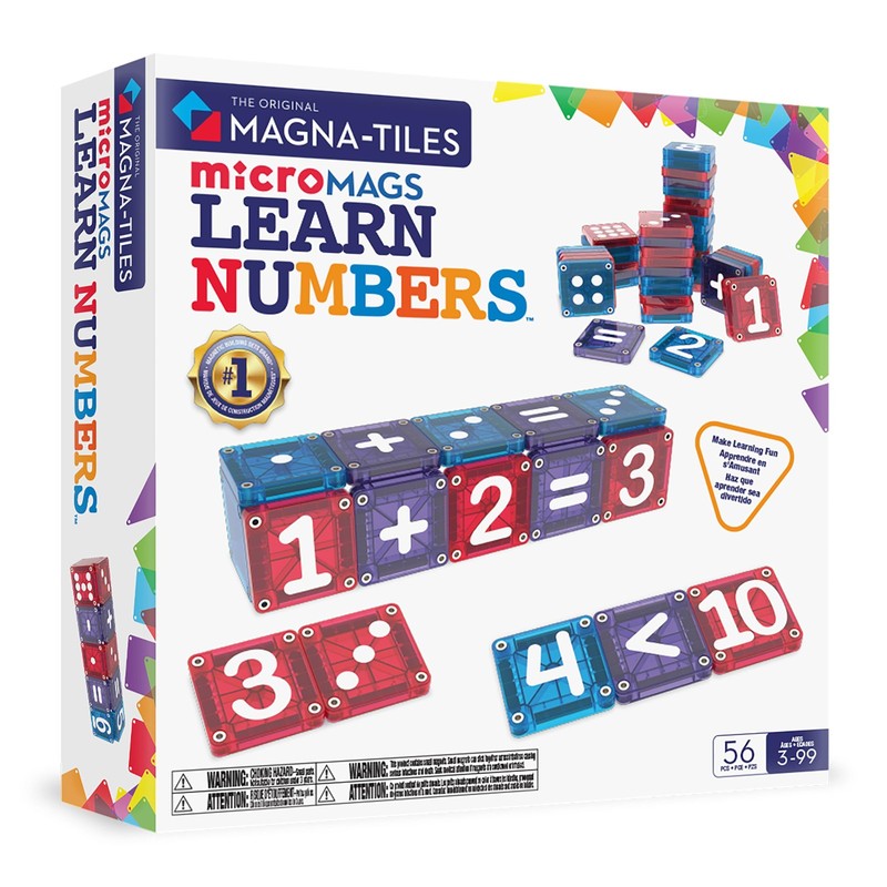 microMAGS Learn Numbers 56-Piece Magnetic Construction Set, The Original Magn...