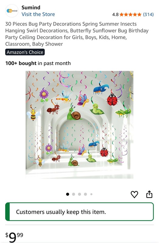 30 Pieces Bug Party Decorations Spring Summer Insects Hanging Swirl Decorations.