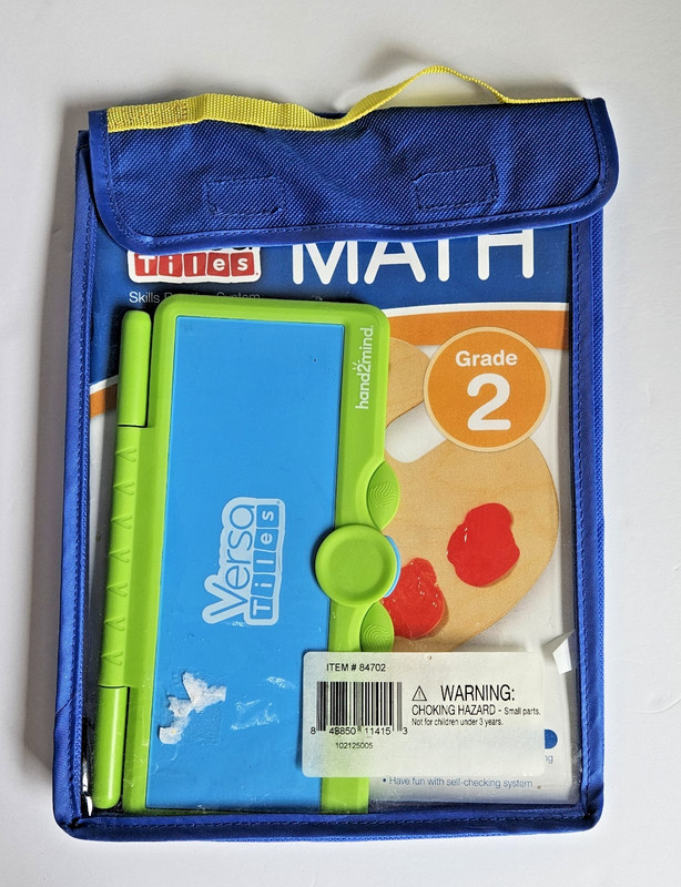 VersaTiles GRADE 2 64-page MATH Book, Plastic Answer Case and Tiles in Pouch