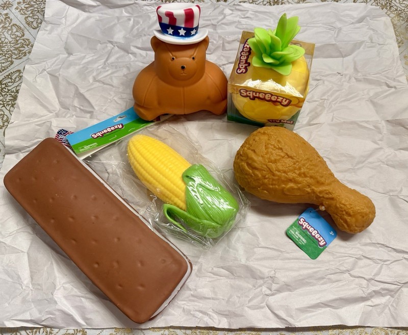 Squeeezy Squishy Sunny Day Bundle Pineapple ,Corn ,Bear ,Drumstick..