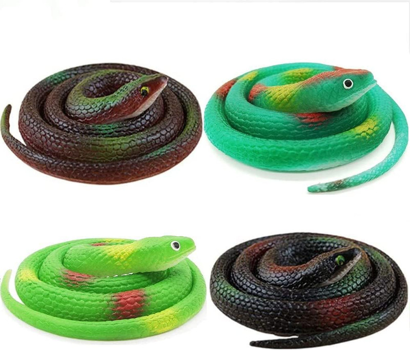 Realistic Rubber Snakes – 4 Pieces 29 Inch Fake Rubber Snake to Keep Birds Away,