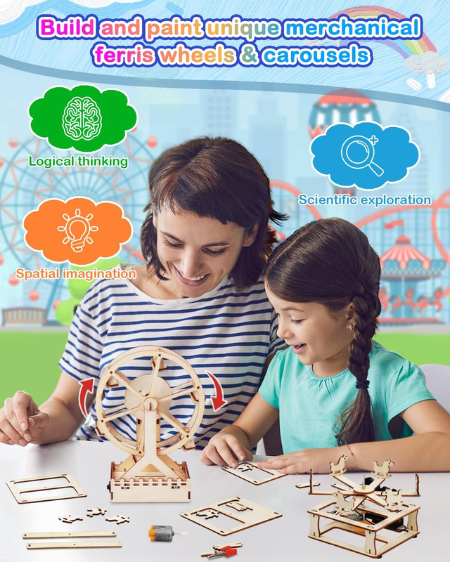 4 in 1 STEM Kits for Kids Ages 5-7 8-10-12, 3D Wooden Puzzles, Science Project M gallery