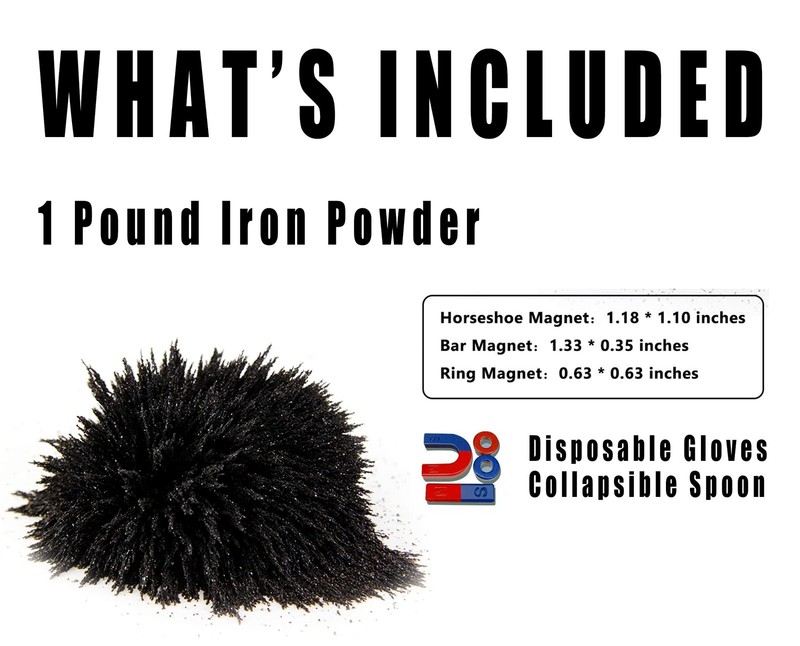 1 LB Iron Filings with 4 Magnets Science Experiment Educational Magnet Powder gallery