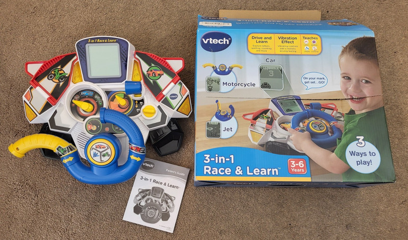 VTech 3-in-1 Race & Learn Racing Game Car Jet Motorcycle Drive & Learn Toy