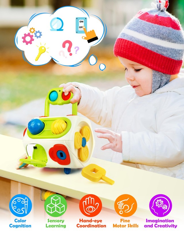 Vanmor 10-in-1 Busy Cube for 18+ Months Toddlers - 8-Sided Montessori Medium gallery