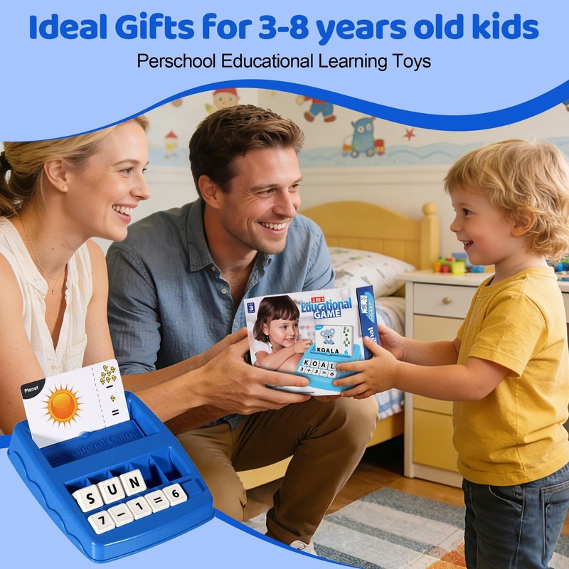 ACGROW 2 in 1 Kids Educational Toys, Spelling & Math Learning Game Dark Blue gallery