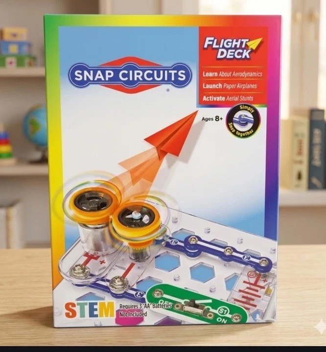 Snap Circuits Flight Deck STEM Kit – Launch Paper Airplanes & Flying Saucers 8+