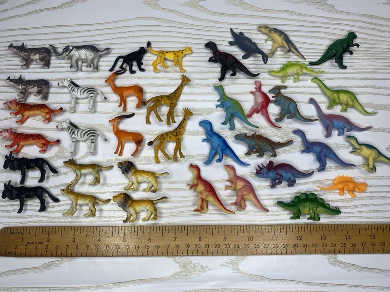 Plastic Animal & Dinosaur Toy Figures Lot (38) Zoo Safari Prehistoric Mix Mini gallery