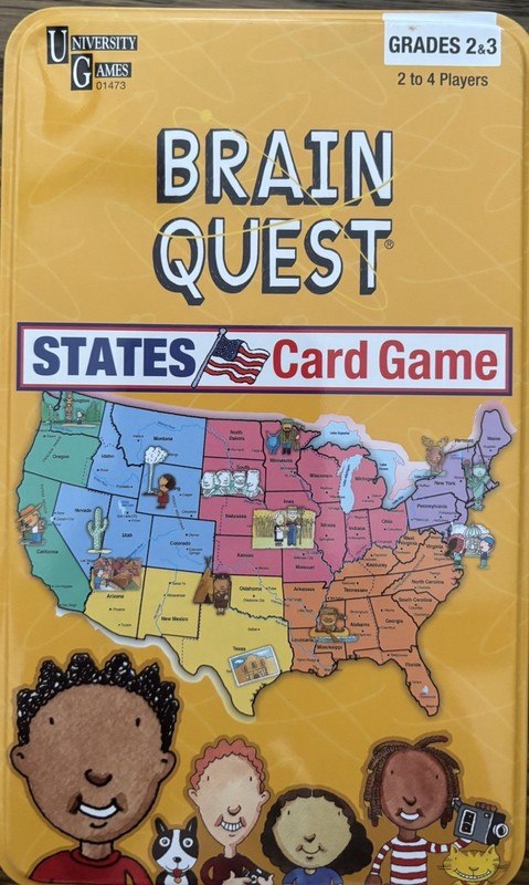 Brain Quest States Trivia Card Game Grades 2 & 3 With Storage Tin Open Box