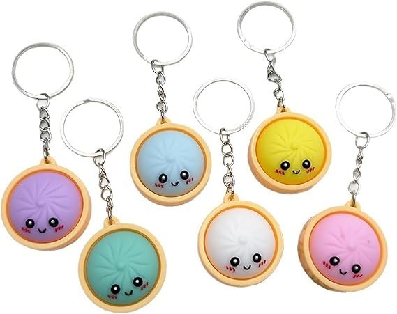 6Pcs Mini Dumpling Keychain – Adorable Cartoon Pendant for Backpacks, Keys & Bag