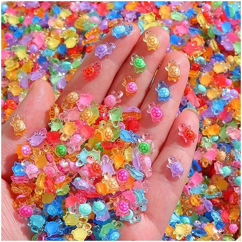 250Pcs Mini Resin Animals Turtles,Tiny Figures Turtle Bulk, Luminous Mini Animal