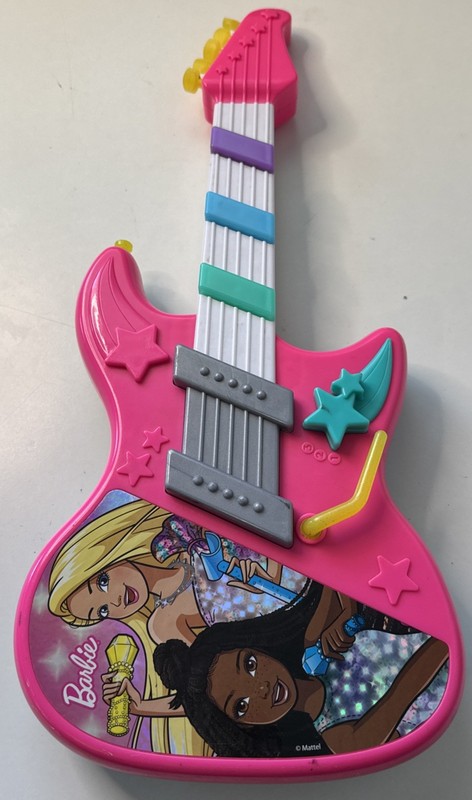 Barbie Jam with Me Doll Pink Electronic Music Toy Guitar By Mattel Works Great